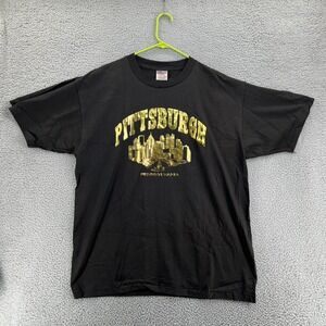 Vintage 90s PITTSBURGH PA T Shirt Oneita USA Adult XL Black Single Stitch READ